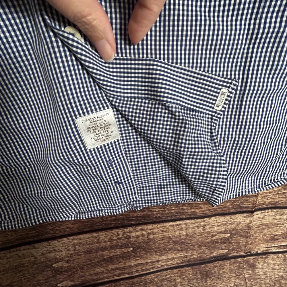 Peter Millar Seaside Finish Mens Navy Plaid Cotton Long‎ Sleeve Button Down XL - Picture 5 of 8